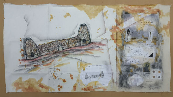 DNA 참여작가 오쿠보 에이지 작품 설계 드로잉 종이에 혼합재료