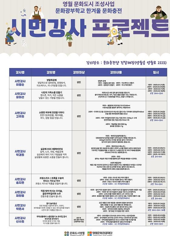 문화도시 영월,‘문화광부학교 농한기 시민강사 프로젝트’개강