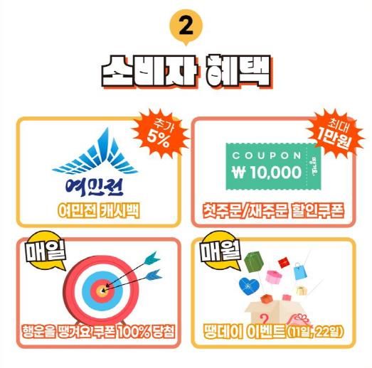 세종시, 배달앱 '땡겨요' 올해도 여민전 결제 10% 캐시백!