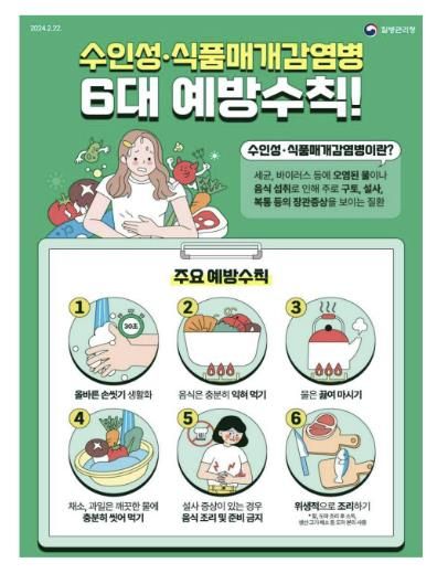 수인성·식품매개감염병 예방수칙 안내문