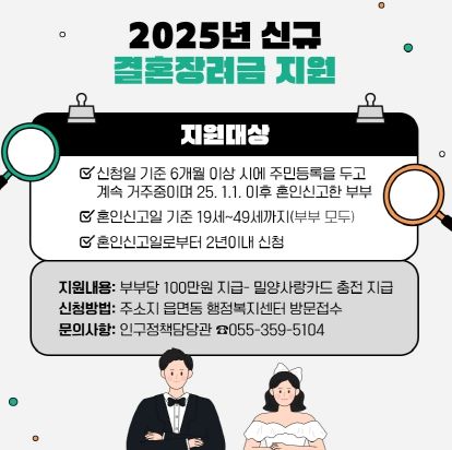 밀양시 신혼부부 결혼장려금 홍보물