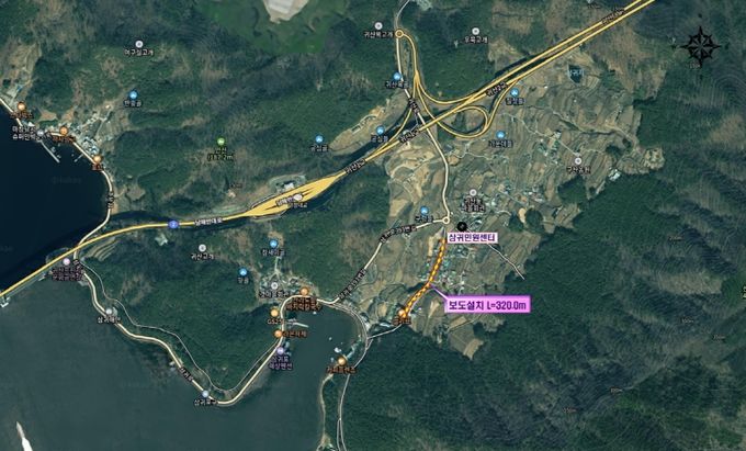 귀산본동 인도 설치 위치도