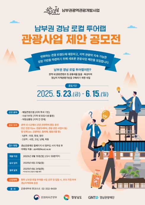'남부권 경남 로컬 투어랩 관광사업 제안 공모전' 포스터