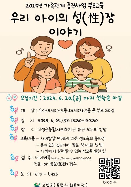 고성군종합사회복지관 가족관계 증진사업 부모교육