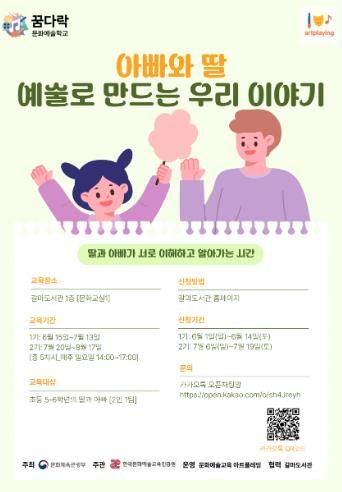 갈마도서관 아빠와 딸, 예술로 만드는 우리 이야기 홍보 포스터