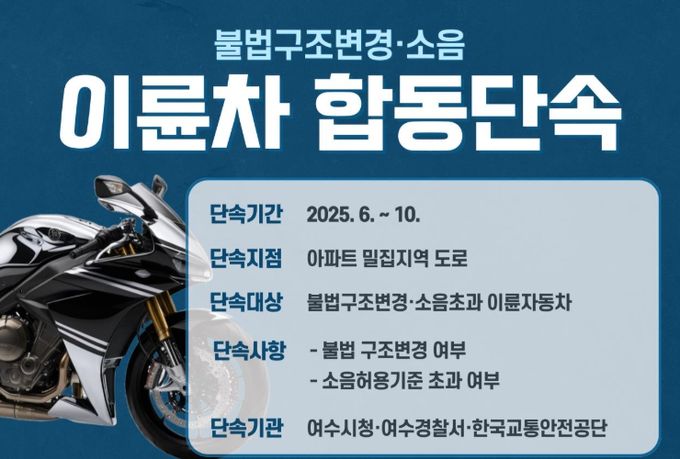 여수시, 여수경찰서·한국교통안전공단과 이륜차 합동 단속