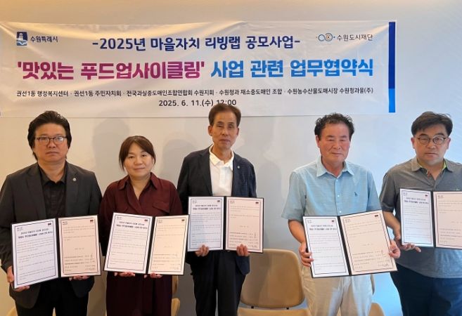 수원시 권선구 권선1동, 권선1동 주민자치회 및 수원농수산물도매시장과 ‘푸드업사이클링’업무협약 체결