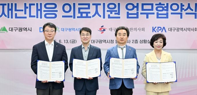 대구시-대구시의사회·한의사회·약사회, 재난대응 의료지원을 위한 업무협약 체결