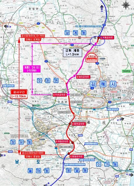 국도58호선 무계-삼계 위치도