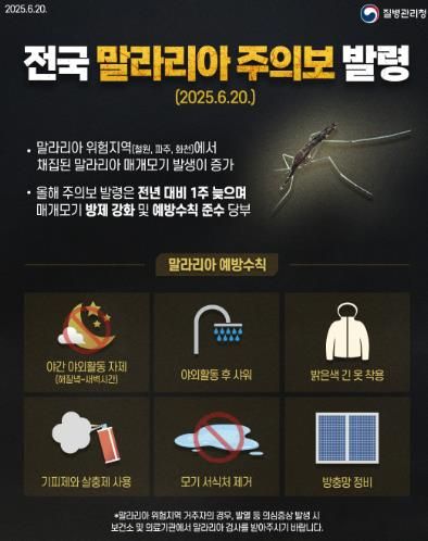 진주시, 말라리아 위험국가 방문객 대상 예방수칙 철저 당부