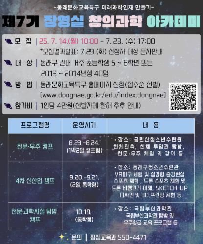 동래문화교육특구, 제7기 장영실 창의과학 아카데미 운영