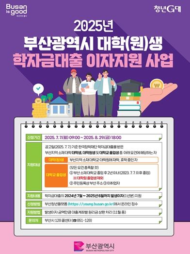 '2025년 대학(원)생 학자금대출 이자지원 사업' 신청자 오늘(7일)부터 모집