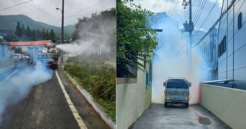 김해시, 폭우 뒤 집중 방역 감염병 대응