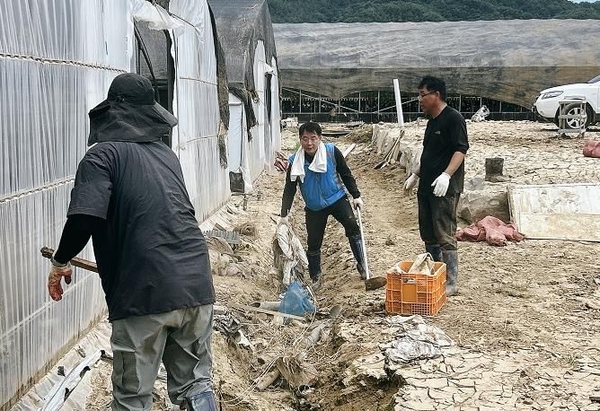 부산 금정구 공무원 및 지역 사회단체, 자매도시 산청군 호우 피해복구 지원 나서