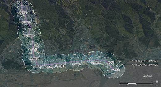 경전철역세권 종합계획 수립구역도