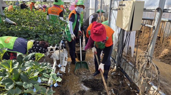 통영시 지역자율방재단, 산청군 호우피해 복구 지원