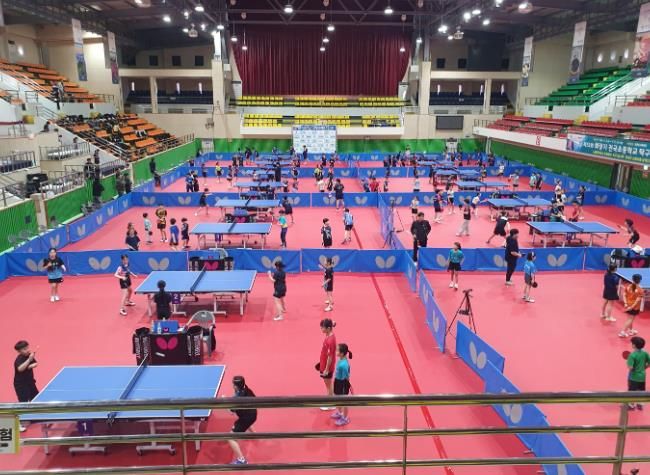 초등학생 탁구 국가대표 상비군 전지훈련 유치 사진.