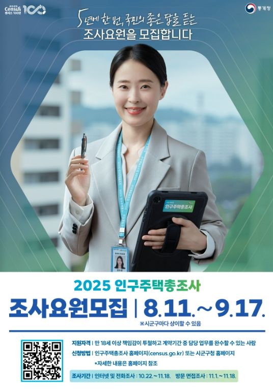 무안군, 2025 인구주택총조사 업무 수행 조사요원 모집