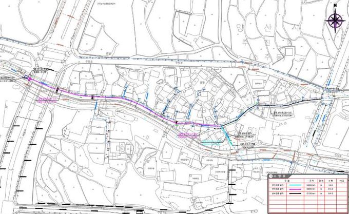 주진동 노후 상수관로 교체공사 도면.