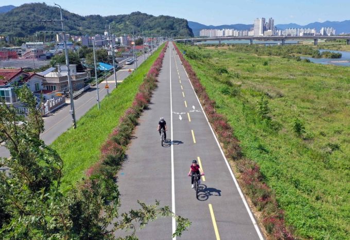 밀양강 자전거길 라이딩 전경