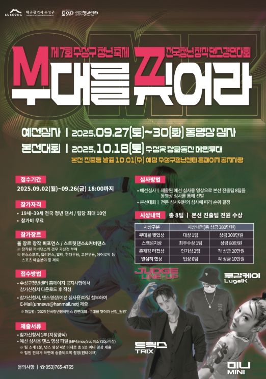2025 청년 창작댄스 경연대회 ‘무대를 찢어라’ 참가팀 모집 포스터
