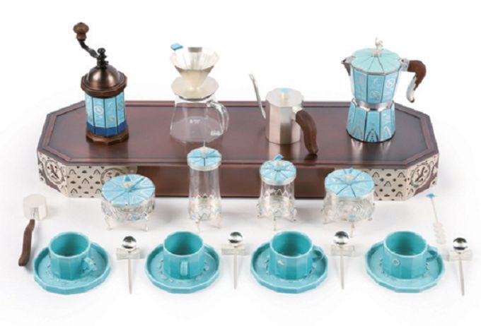 제55회 대한민국 공예품대전 국무총리상 작품(박원호 작가, 운학문 커피도구 세트)