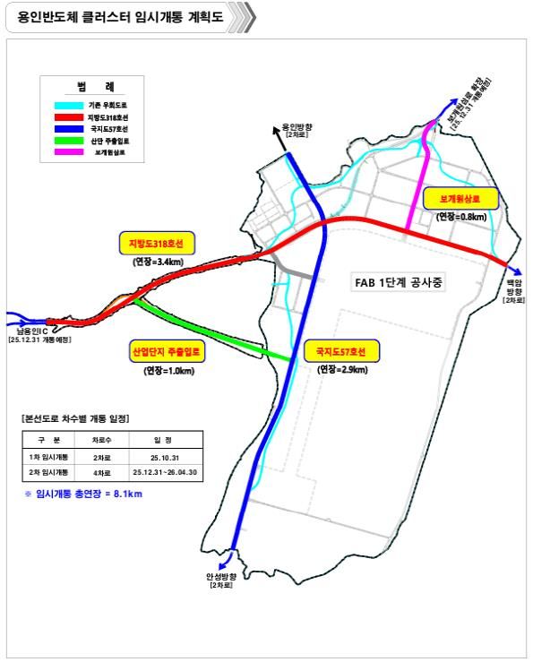 용인반도체 클러스터 임시개통 계획도