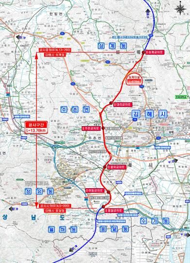 국도58호선 무계-삼계 위치도