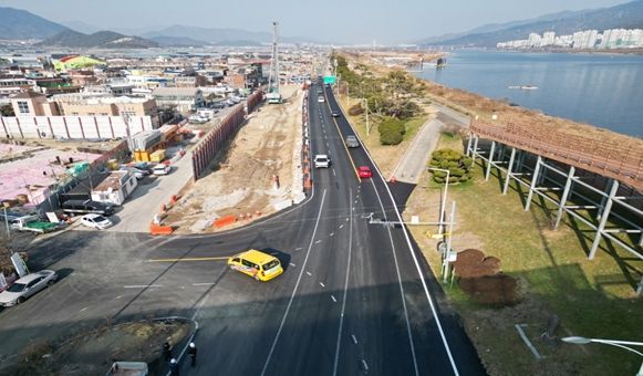 김해시 대동산단 진입도로 확장구간 임시개통