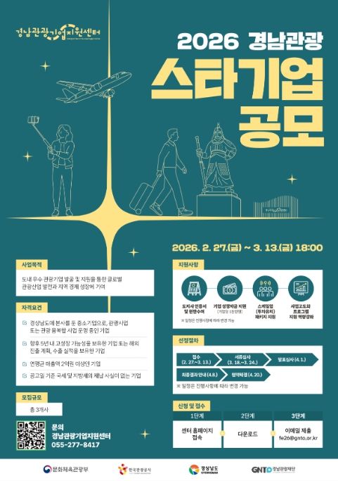 ‘2026년 경남 관광 스타기업’ 포스터