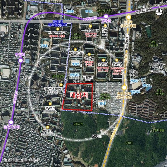 위치도 (강동구 명일동 257번지 일대)