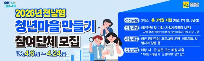 전남형 청년마을 만들기 교육 사진 1장과 홍보물